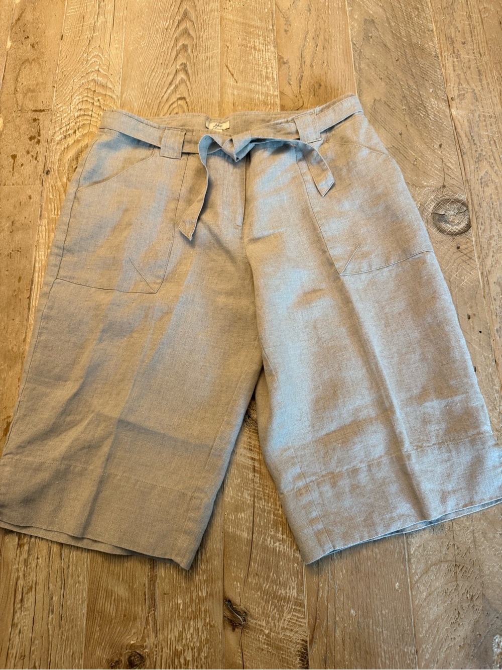 J.Jill Flat Front Linen Tan Walking Shorts 8